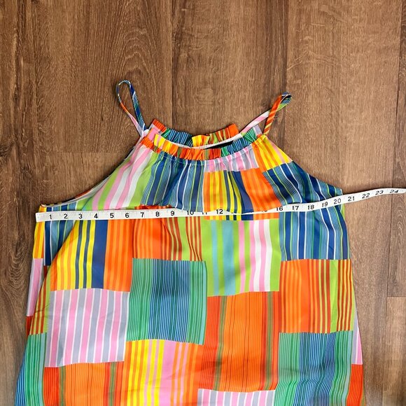 J. NNA Multicolor Patchwork Tiered Maxi Tank Colorful Dress Sz M - Picture 5 of 11